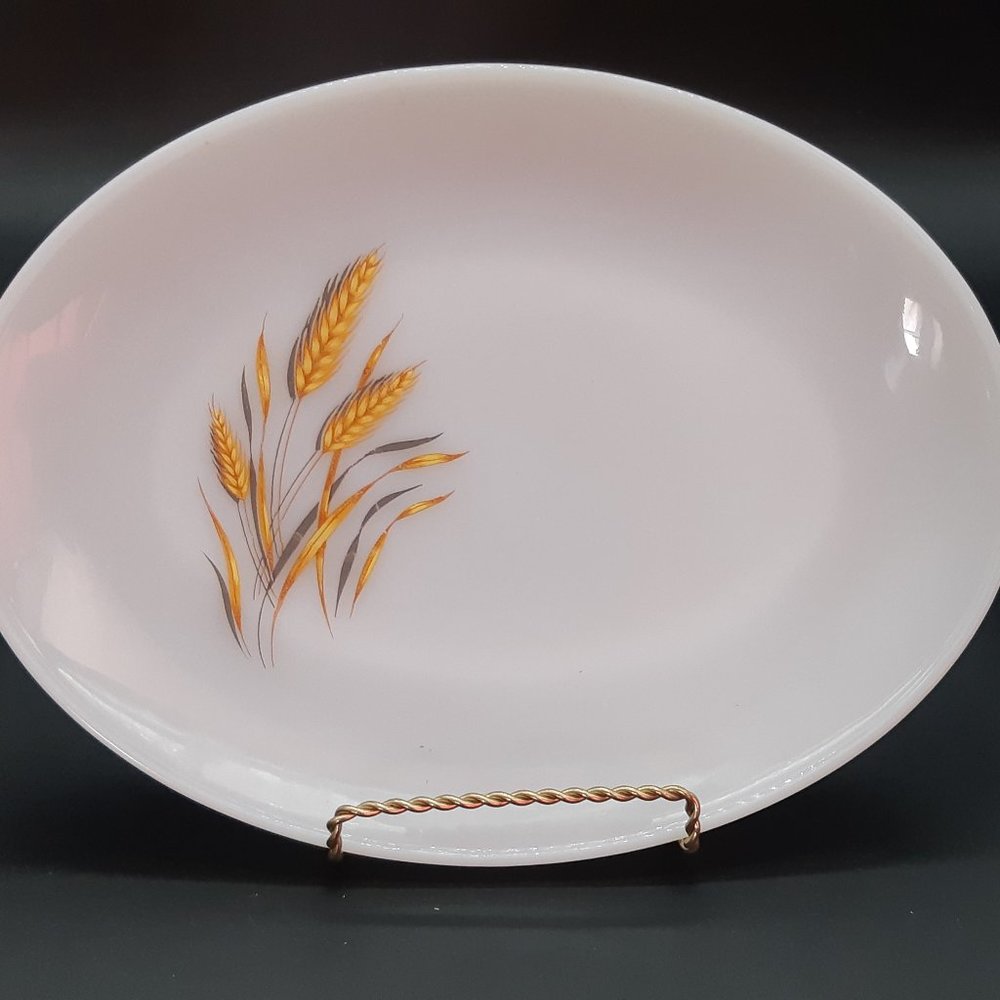 Fire King Tray With Wheat Pattern